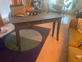 Dark blue sofa/entry table