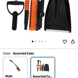 ABOOFAN Extendable Car Snow Scraper and Ice Removal Brush Windshield Cleaning Tool for SUVs and Vehicles Winter Snow Removal Tool Ergonomic Handle