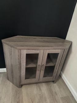 Corner TV Stand with Glass Door Cabinet