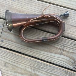 Vintage Copper And Brass Bugle Trumpet