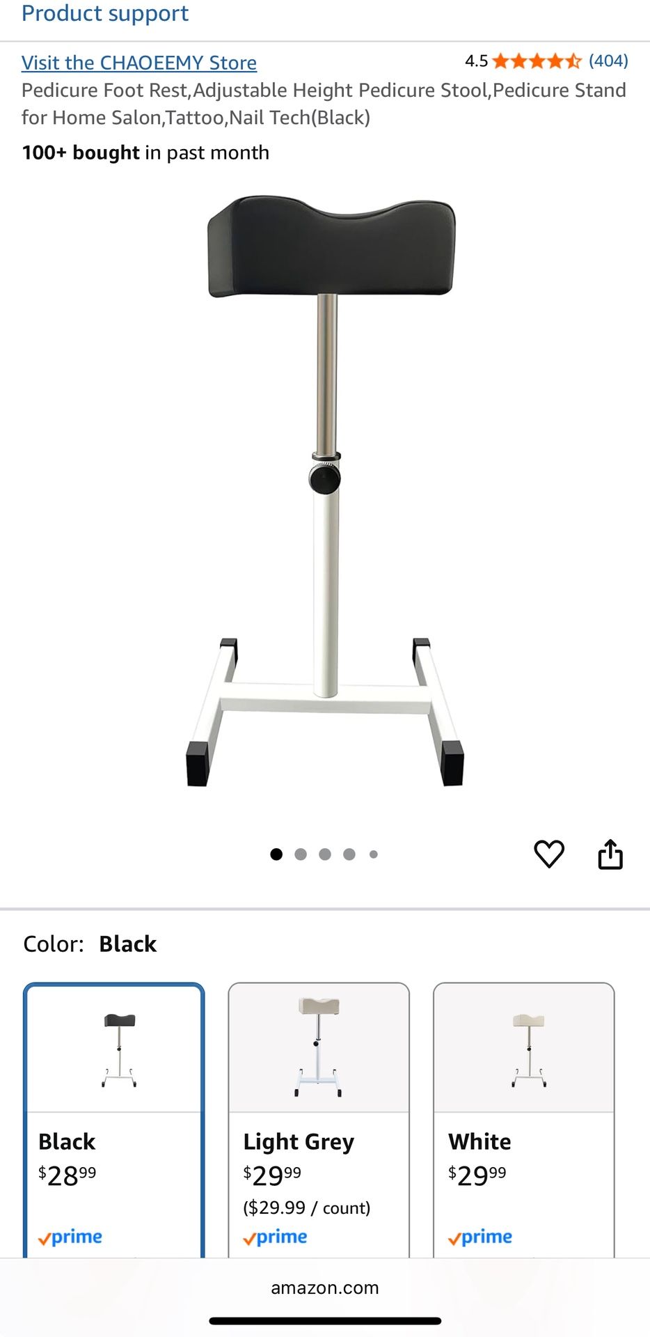 Pedicure Foot Rest,Adjustable Height Pedicure Stool,Pedicure Stand for Home Salon,Tattoo,Nail Tech(Black)