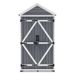 Outdoor Storage Tool Shed With Locking Doors And Removable Shelves Model 1000