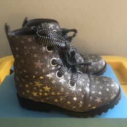 Girls Booties Shoes Black With Stars Size 9