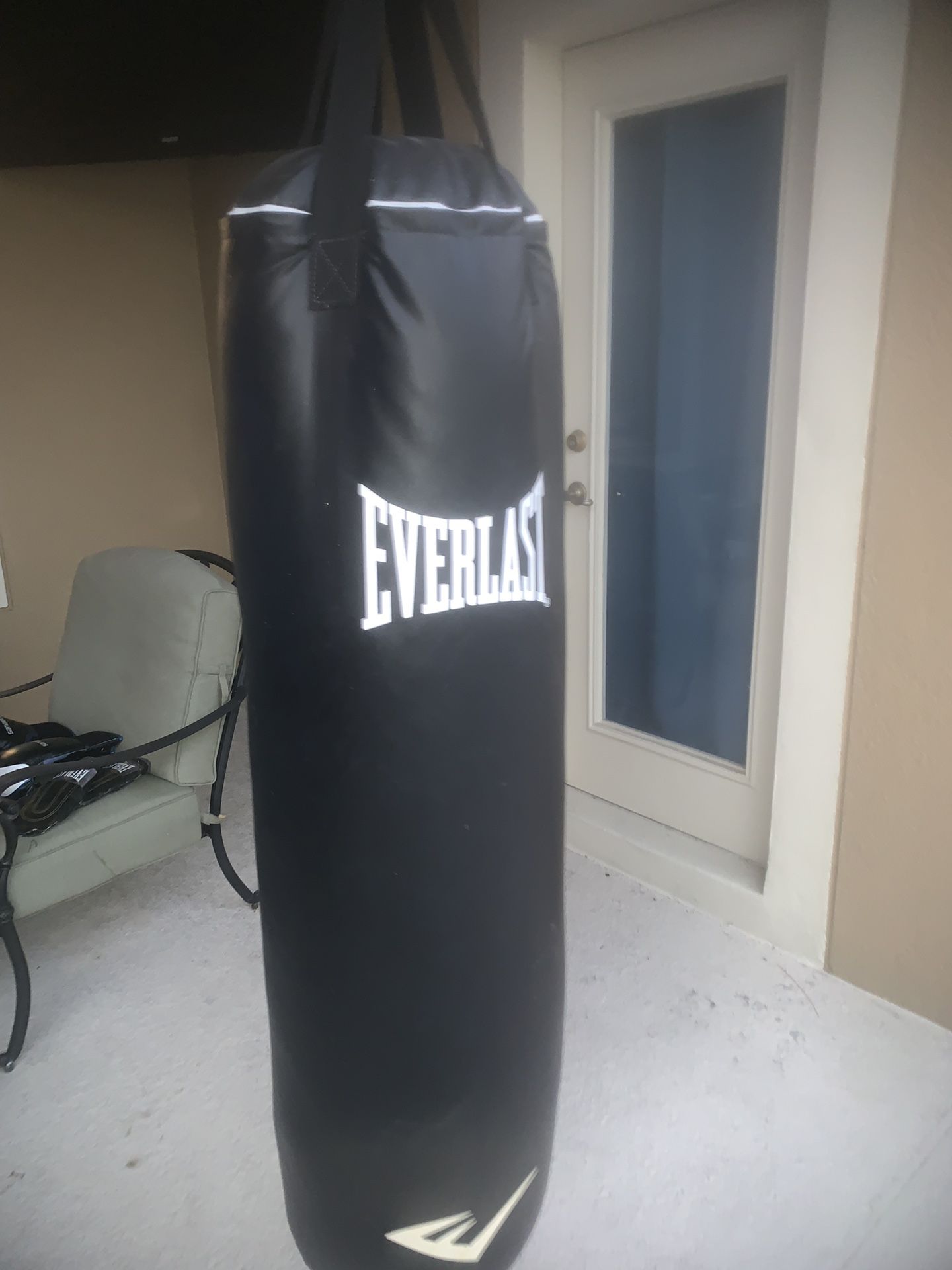 Everlast Punching Bag with practice and boxing gloves