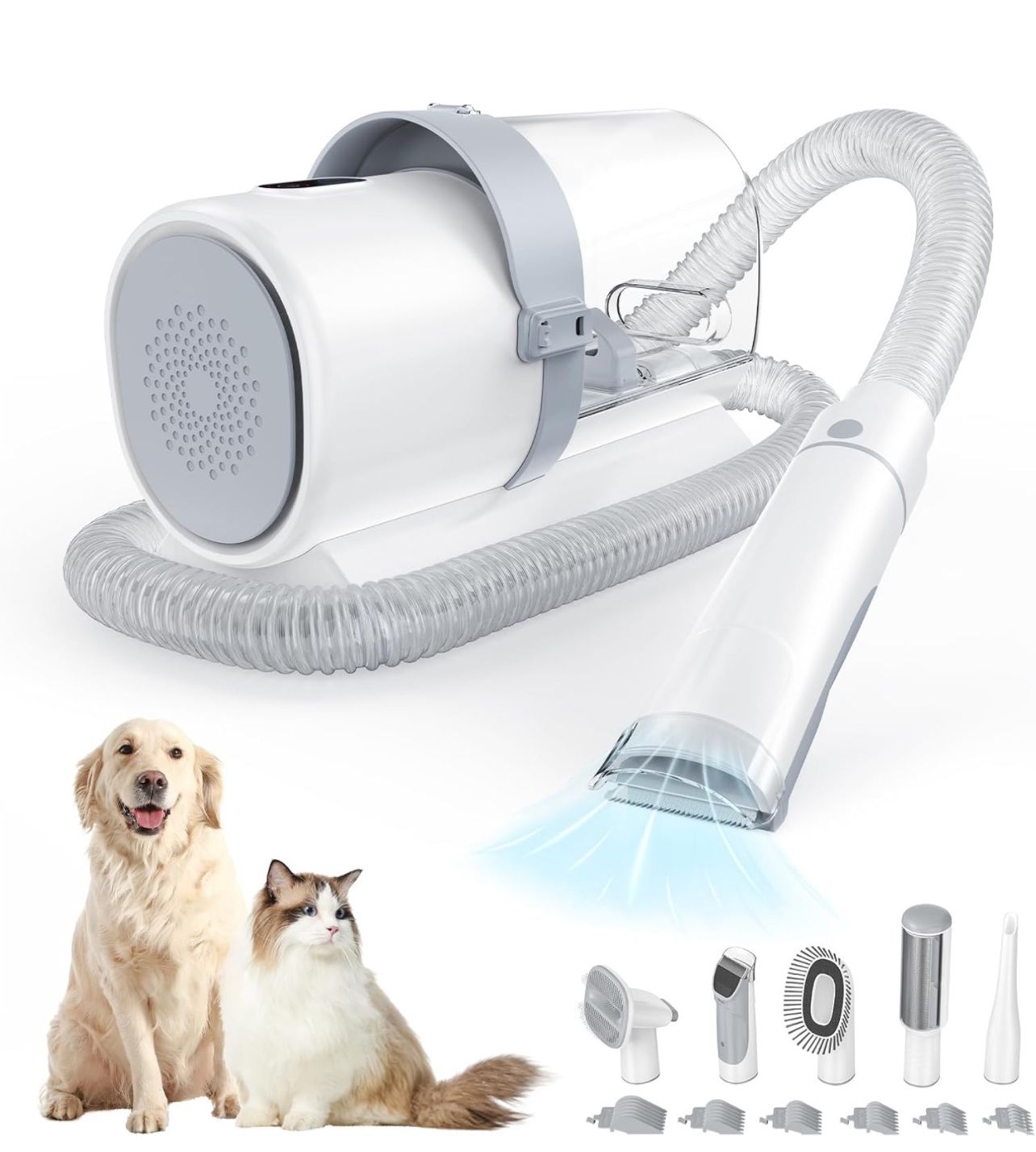 Sweetcrispy Professional Pet Grooming Vacuum Kit with Cordless Low Noise Dog Clippers, 2.5L Cup, 3 Suction Modes, and 5 Groomer Tools for Cats, Dogs a