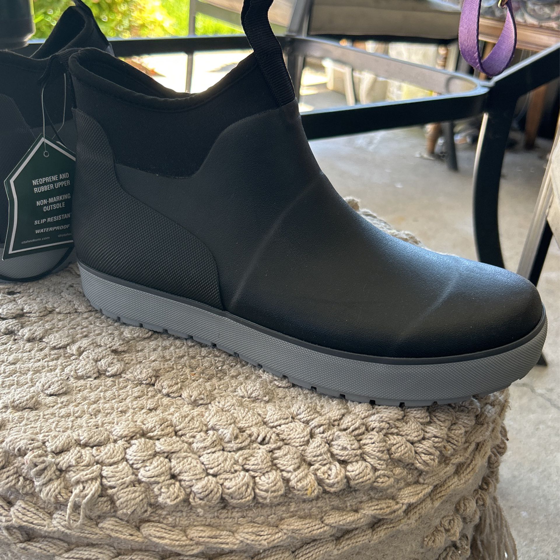 Brand New Staheekum Men's Rain Boot, Black Chelsea Shoe Waterproof Rubber, Slip-Resistant