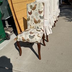 Dining Chairs  W/covers Chicken Pattern