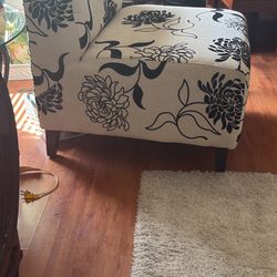 Modern Floral Accent Chair - Black and White Pattern