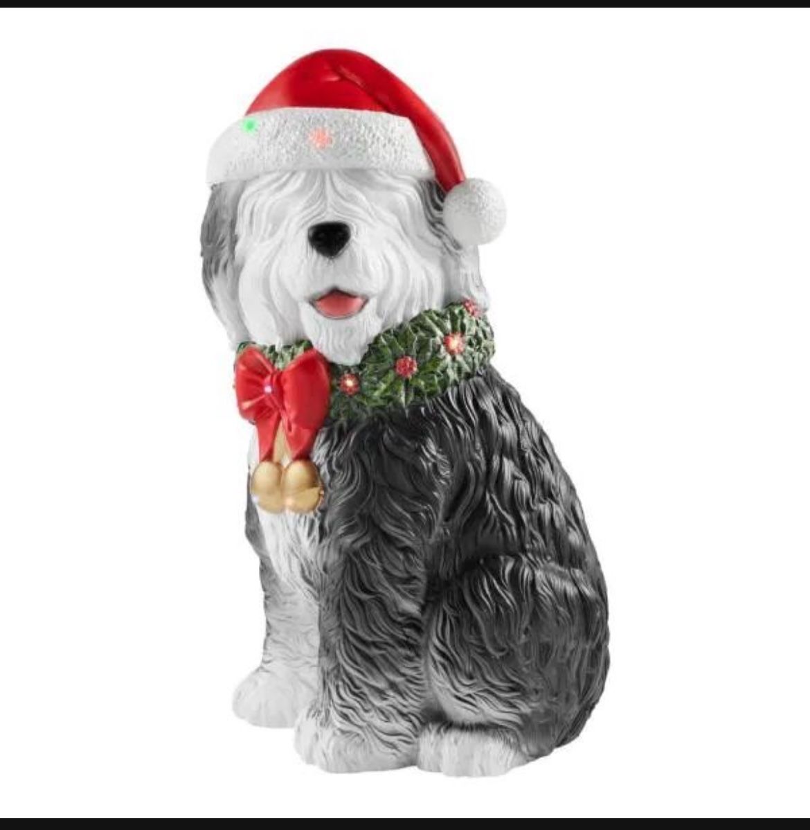 Christmas Sheepdog Holiday Decoration Wreath Lights Up Outdoor/Indoor