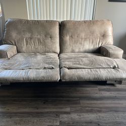 Light Brown Faux Leather Reclining Sofa 