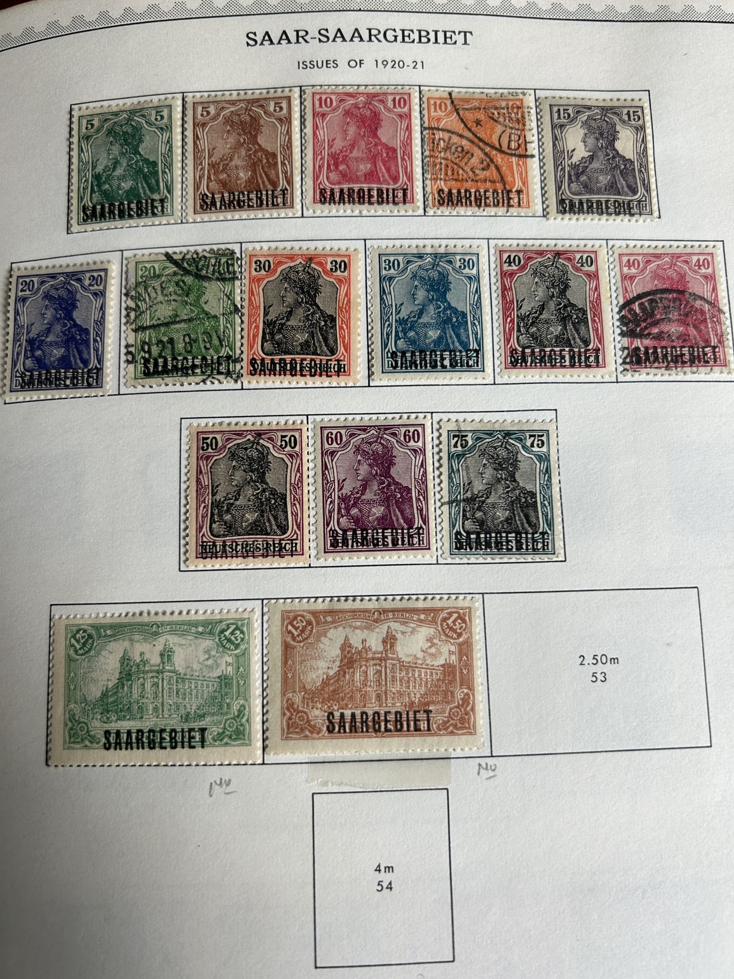 SAAR Saargebiet Postage Lot Of 16 Stamps Issued 1920 To 1921