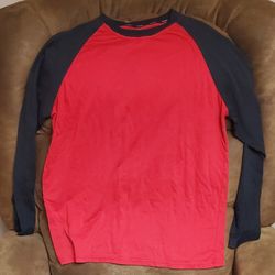 Levi's T-Shirt Adult Medium Red Black Casual Stretch Long Sleeve