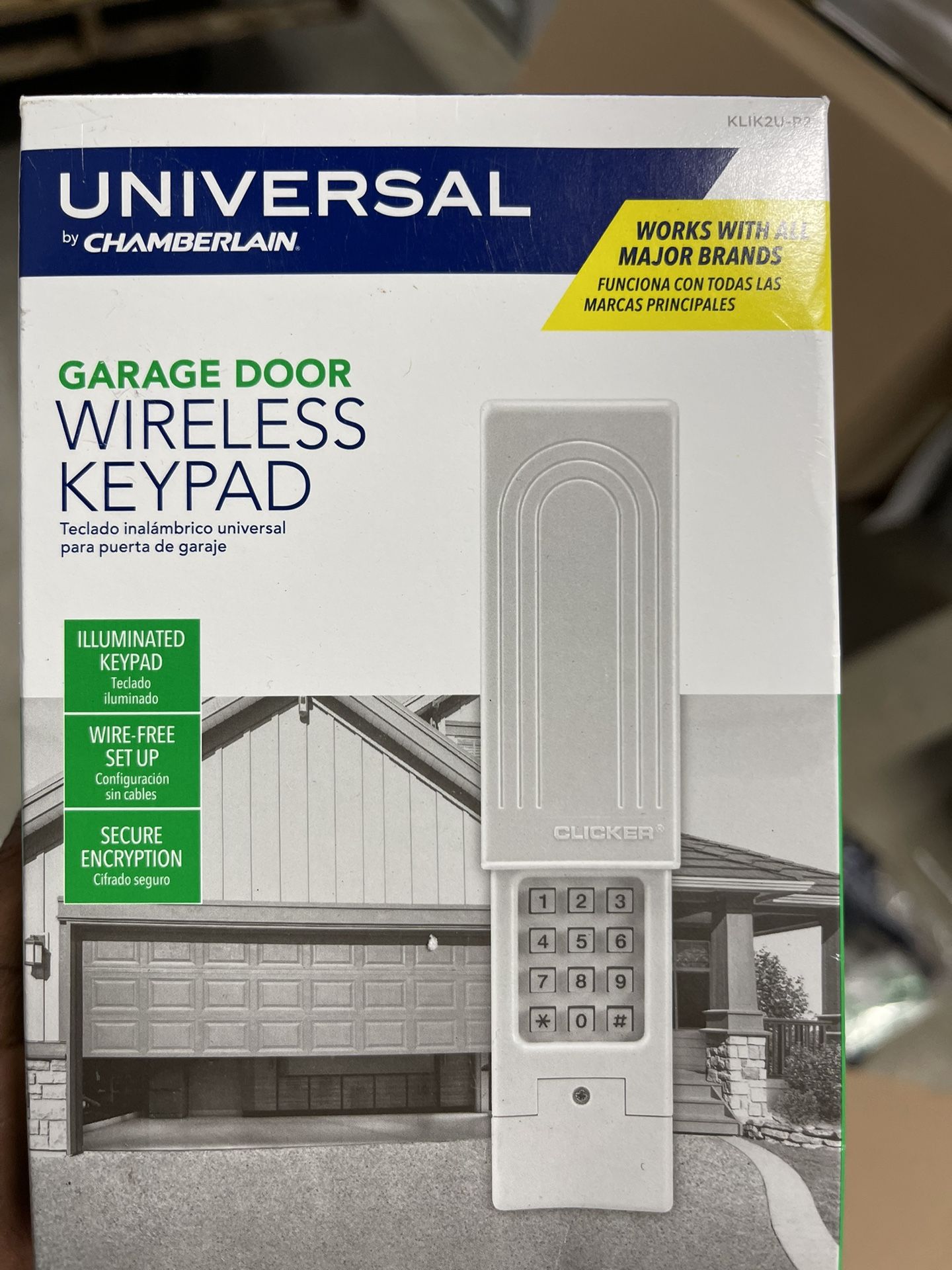 CHAMBERLAIN Clicker Keyless Entry KLIK2U-P2, Works with Chamberlain, LiftMaster, Craftsman, Genie and More, Security +2.0 Compatible Garage Door Opene