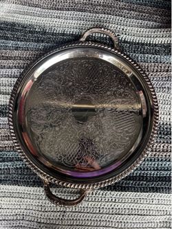 Vintage Kent Silversmiths Round Silverplate Serving Tray