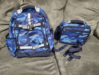 Pottery barn blue camo Back pack and Lunch box