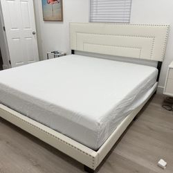 NEW BED FRAME KING SIZE WITH MATTRESS AND BOX SPRING 