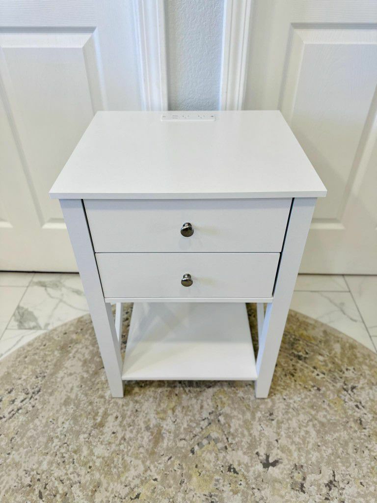 New 2 Drawer Nightstand / Side Table With Storage
