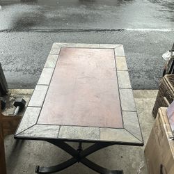 Metal And Wood Outdoor Porch Or Living Room Table