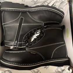 Black Leather Boots/Work Boots (Size 14)