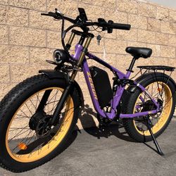 Dual Motor(2x1000W=2000W Total) Electric Ebike, Mountain Bike (26x4.0) 33-35 Mph(Black/Matte)