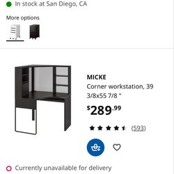 IKEA MICKE desk dark wood with drawers and storage