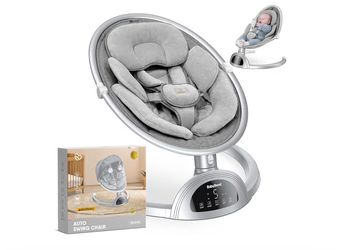 BabyBond Baby Swings for Infants, Bluetooth Infant Swing with Music Speaker, 3 Seat Positions, 5 Point Harness Belt, 5 Speeds and Remote Control - Por