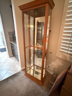 Wood and Glass Curio Display Cabinet