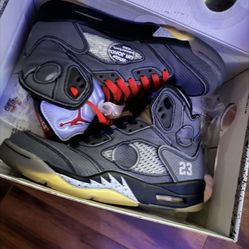 Jordan 5 Off- White Black Size 8 
