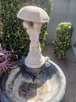 Cement Gray Fountain Bowl  (No pump or statue)