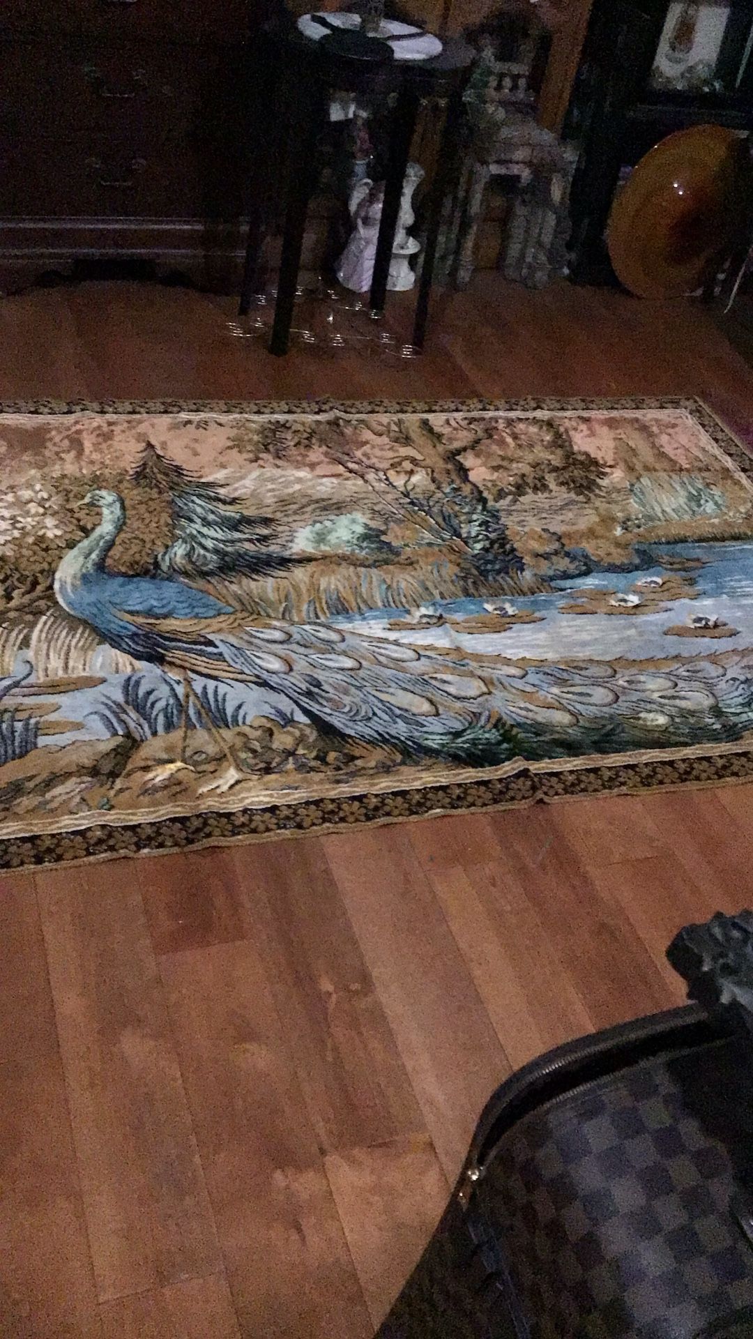 Unique Rare to Find Beautiful Peacock Velvet Carpet
