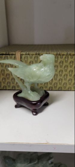 Jade bird and carved