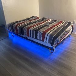 Full Floating Bed Frame And Mattress Led Lights And Power Outlet