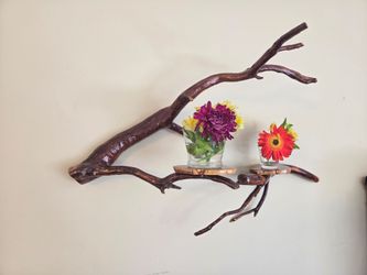 Natural Wood Branch Wall Decor Shelf