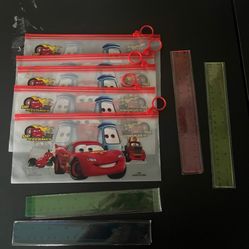 new 5 cars pencil bags and 4 rulers