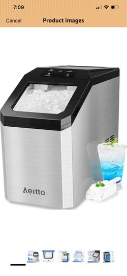 Nugget Ice Maker Countertop, 55lbs/24H Ice Machine with 3.6L Water Tank&3.2Lbs Ice Basket, Self-Cleaning Pebble Ice Maker with Stainless Steel Housing