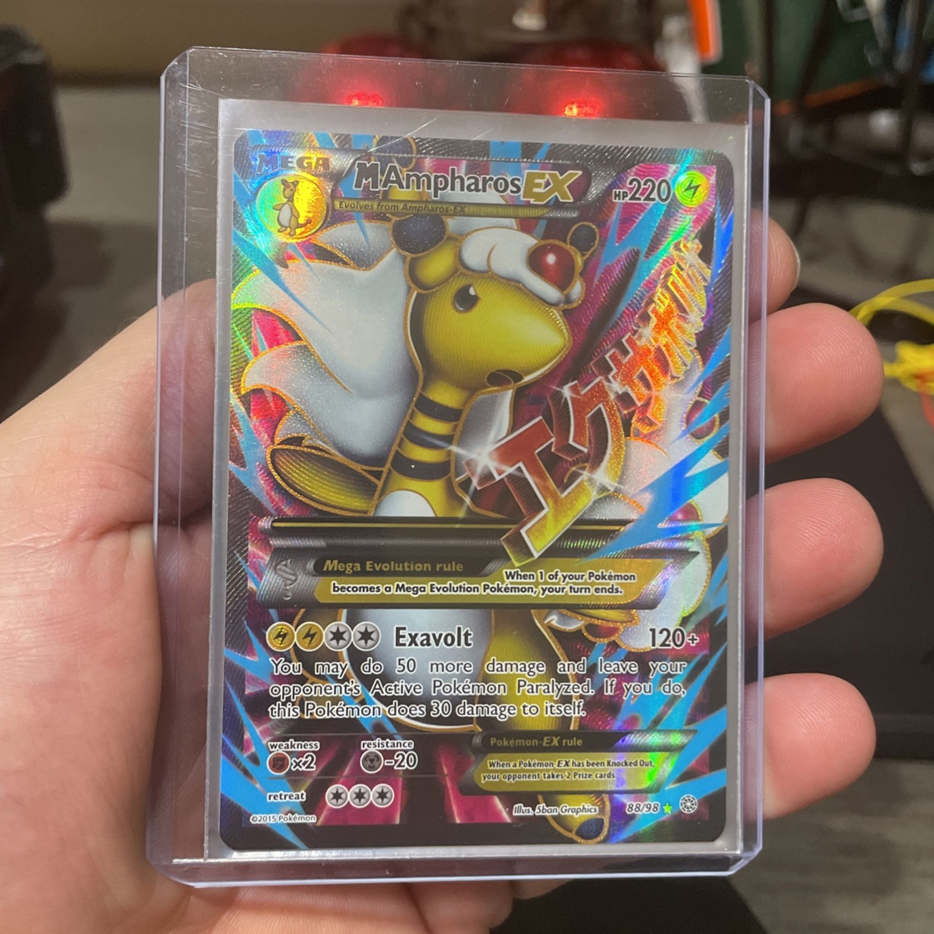 Mega M Ampharos EX 88/98 Ancient Origins Full Art Holo Pokemon Card HP / DMG