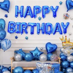 30  items Happy Birthday Balloons Banner 16 Inch Mylar Foil Letters, Inflatable Party Decor and Birthday Decorations (Mixed Color)