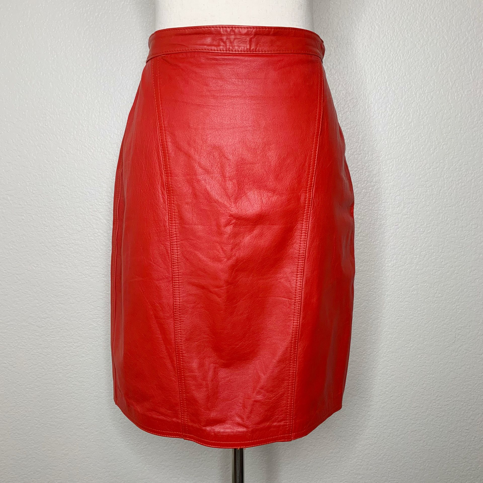Sarah Taylor Vintage Genuine Leather Red Skirt