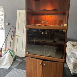 Wooden hutch with glass doors