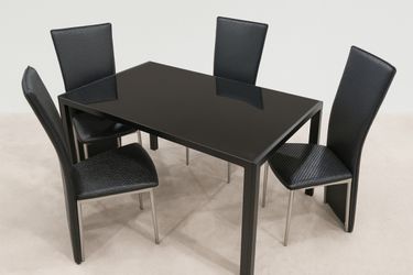 5 PCS Glass Dining Kitchen Table Set Modern