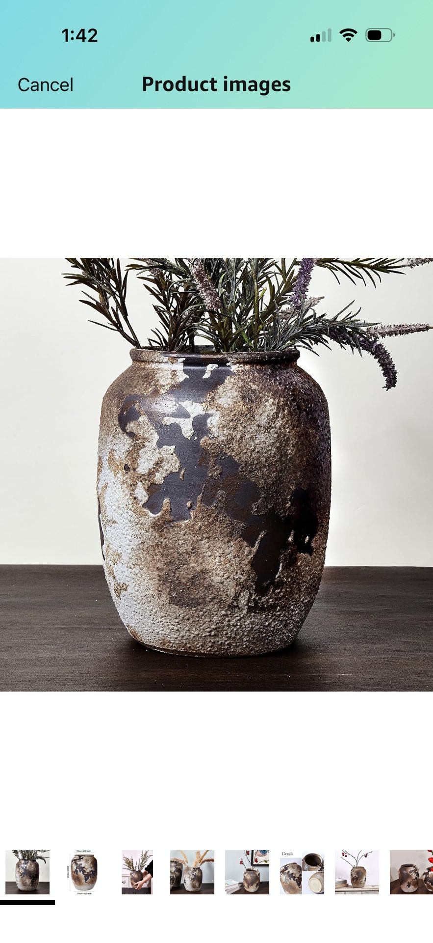 Rustic Vase for Living Room Large Pottery Ceramic Vases for Home Decor, Round Tall Rustic Vase Farmhouse Terracotta Concrete Vases for Home Decor