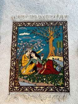 Tabriz Handmade Silk and Wool picture rug.