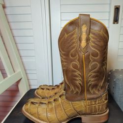 Cody James Caiman Cognac Western Boots Broad Square Toe ASR21-22 Men Sz 9