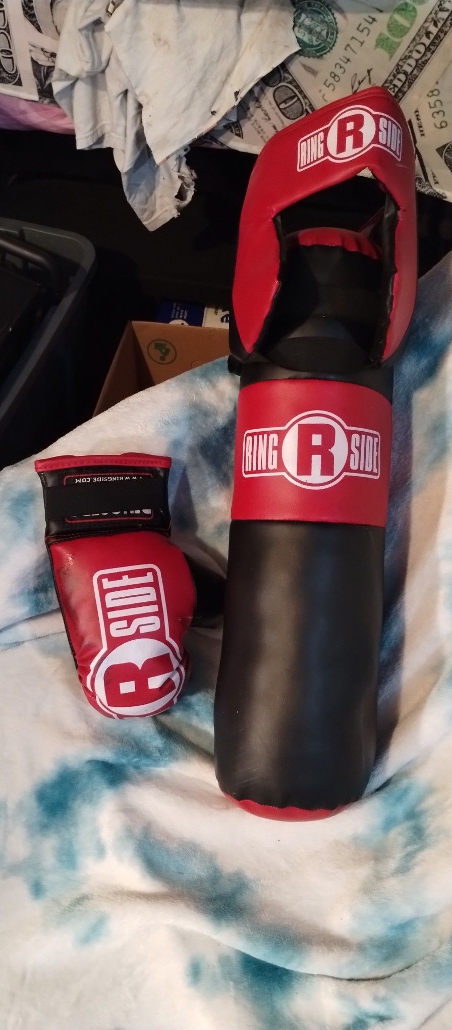 Kids Punching Bag With Glove An Head Gear Protector 