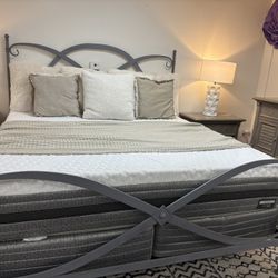 St. Lucia Silver King Bed with Therapedic McKinley Mattress and Box springs $599.99 