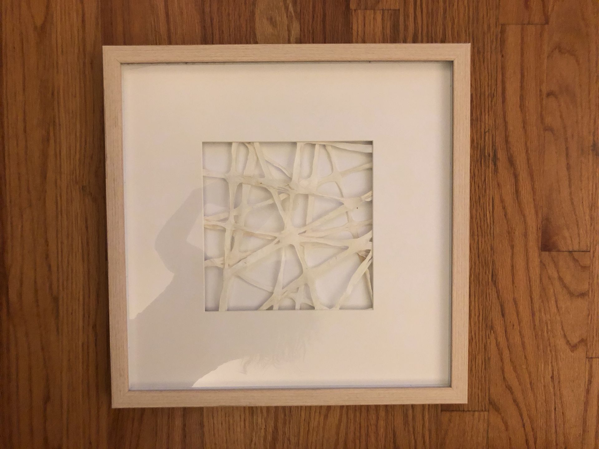 16 x 16 Wood Glass Artwork Art Piece White Abstract