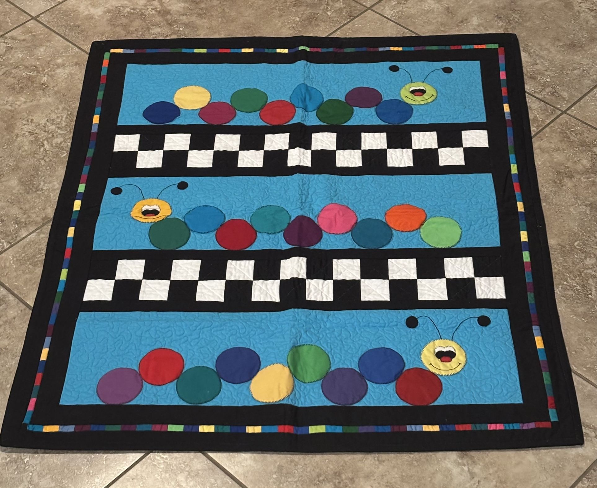 Handmade Caterpillar Baby Quilt