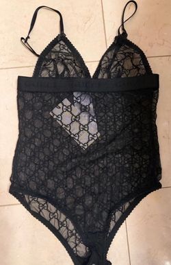 Gucci tulle black bodysuit teddy