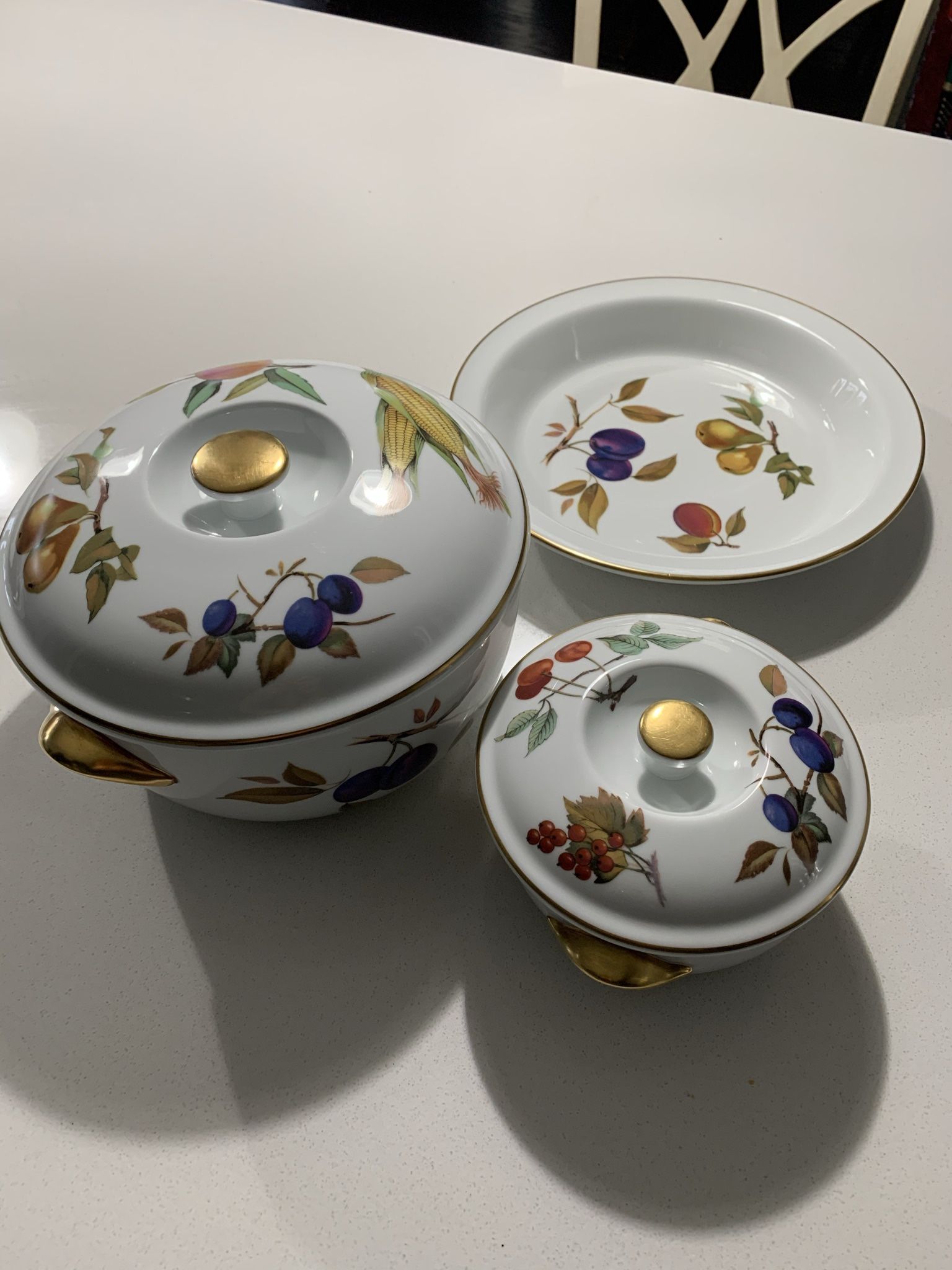 Royal Worcester Eversham Gold Porcelain China Dinnerware Set Of 3