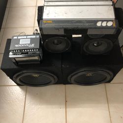Complete Car Stereo system with wireless one or two amplifiers double speaker box or two single speaker box
